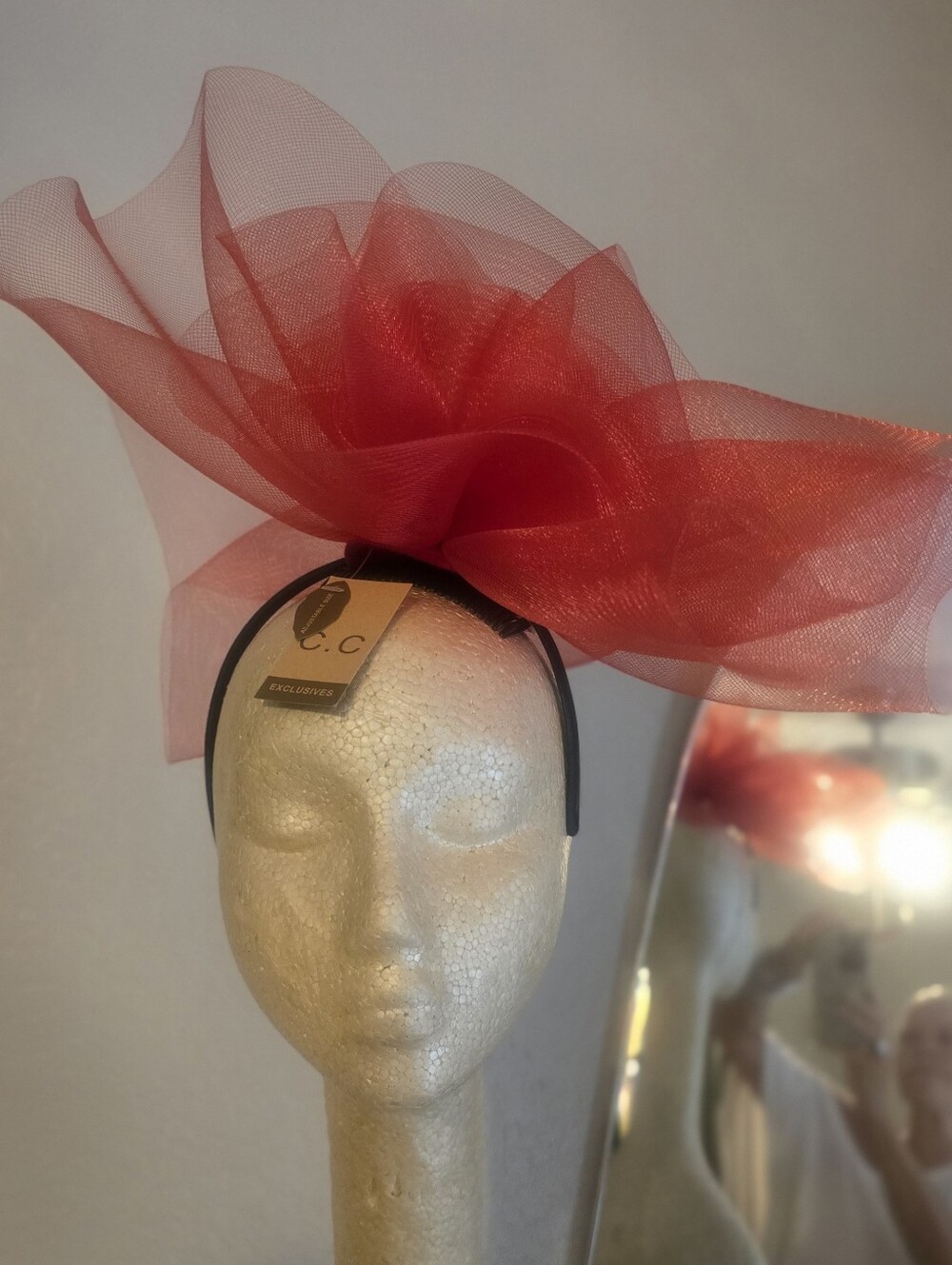 Red Mesh Fascinator Headpiece - Women Accessories